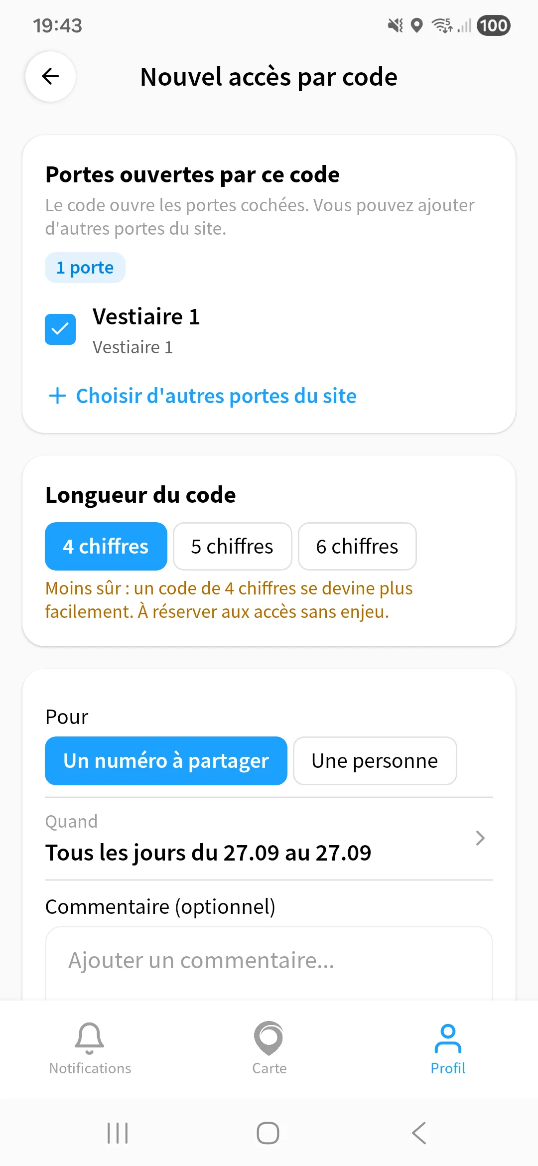 BluSi App, un code d'accès