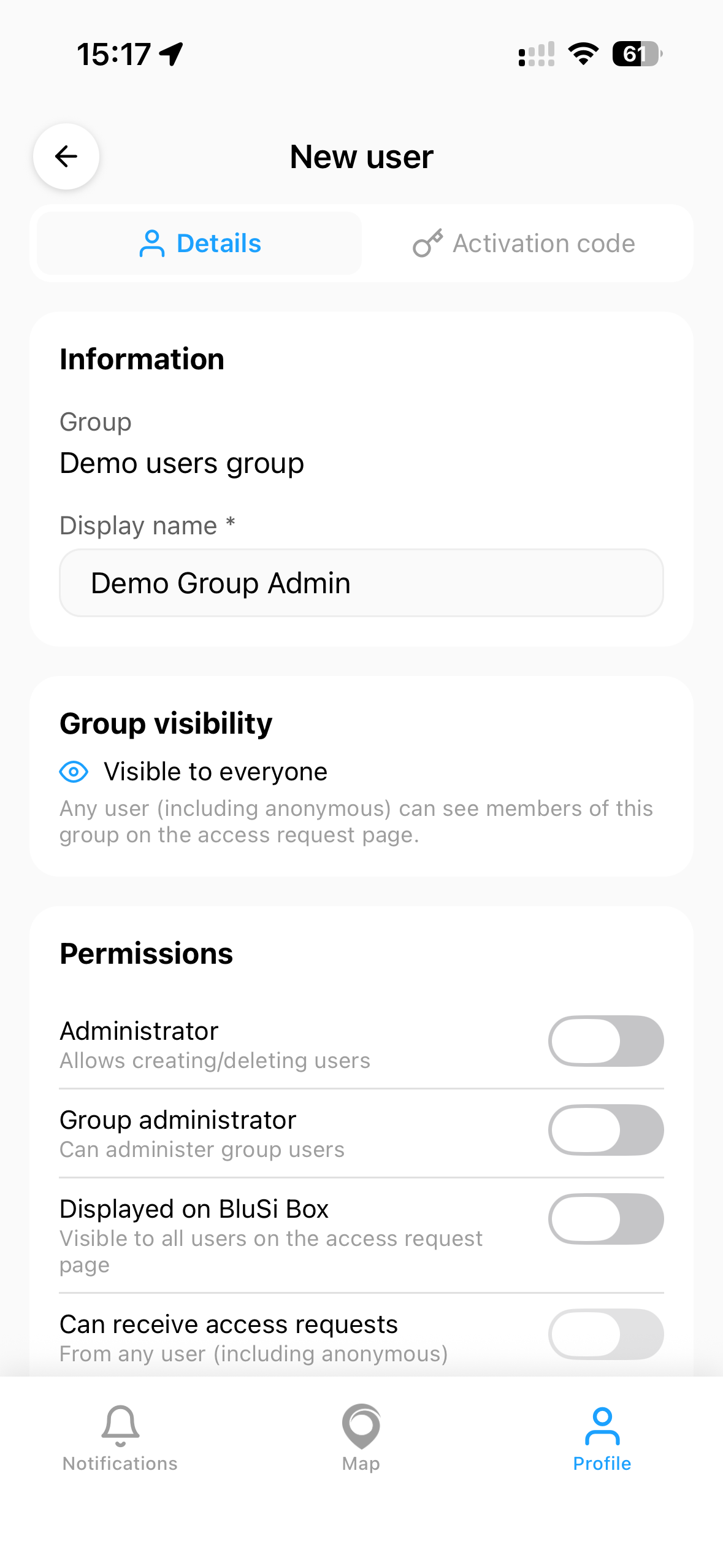 Add user - step 1