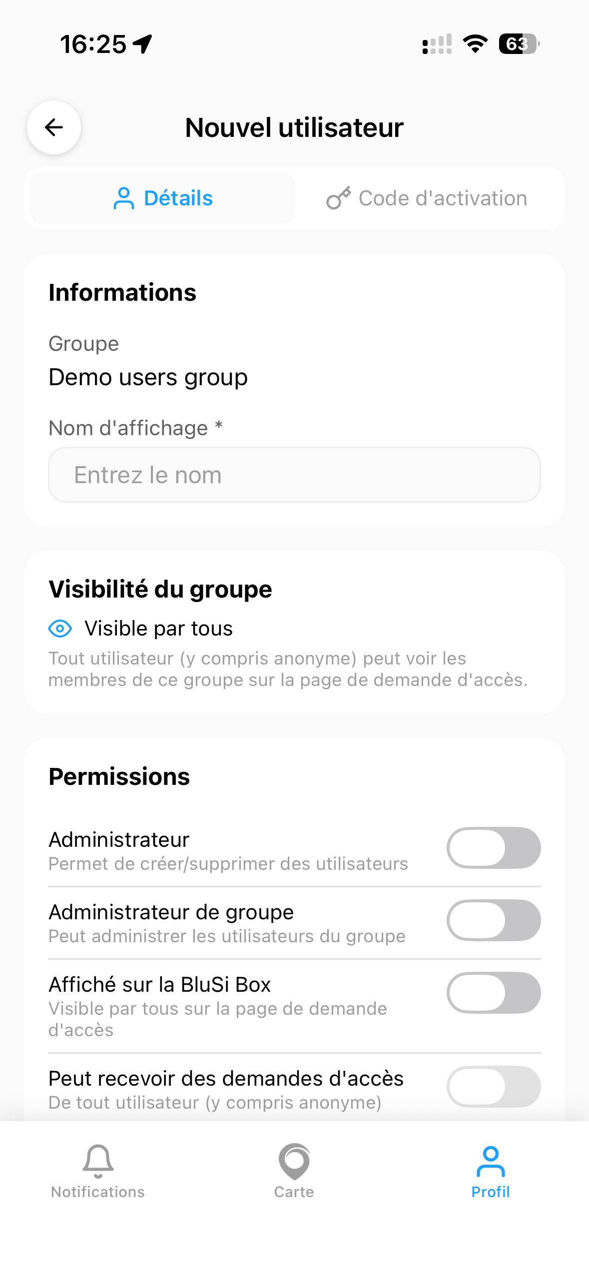 Ajouter utilisateur - étape 1