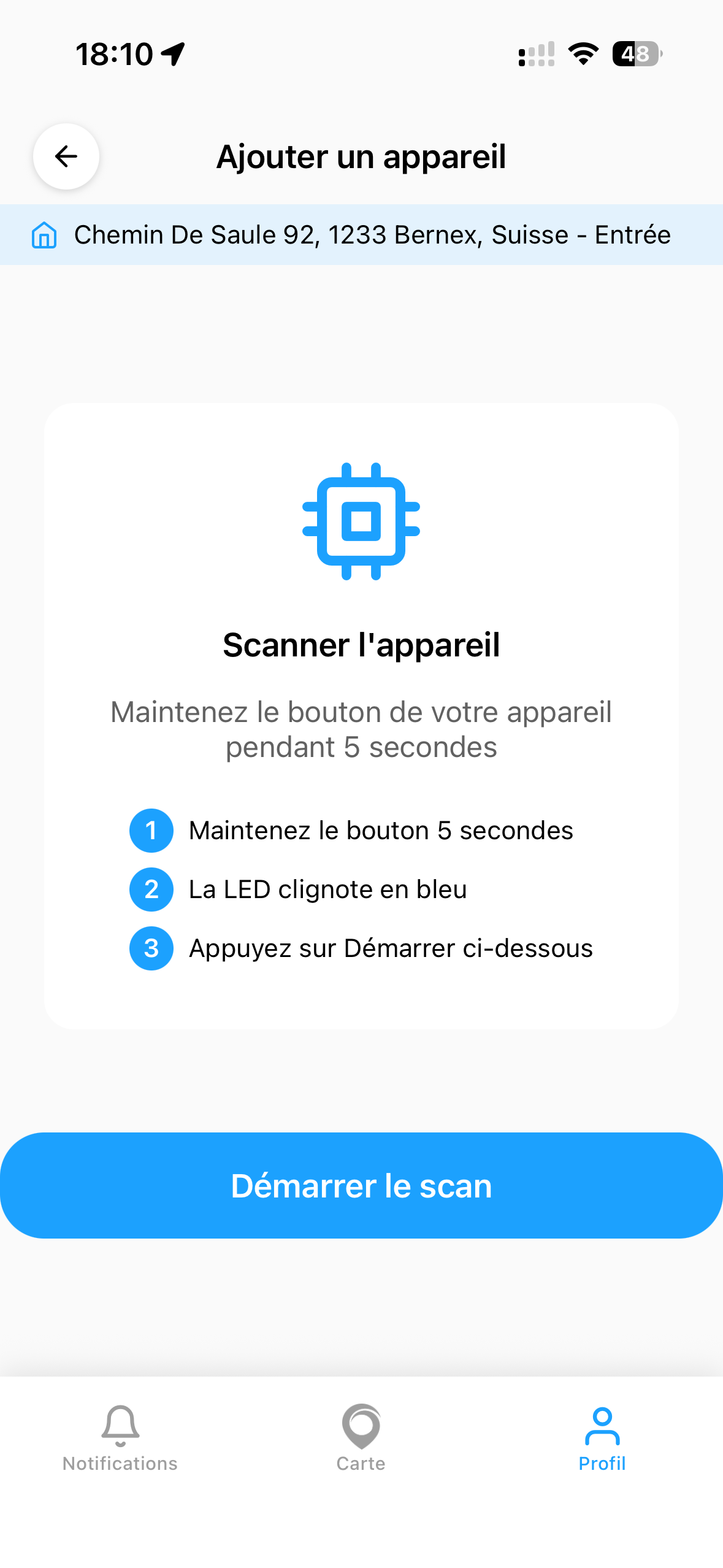 Scanner l'appareil