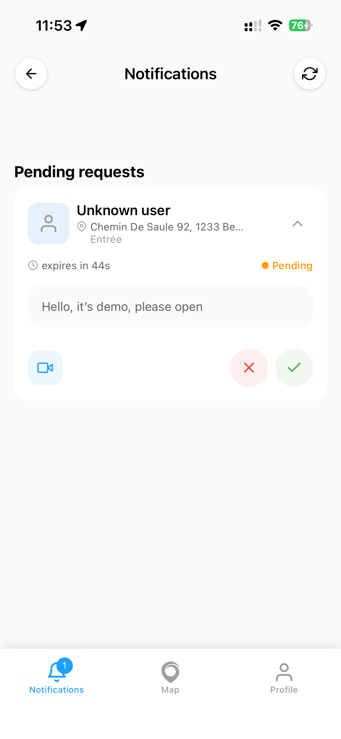 Pending notification