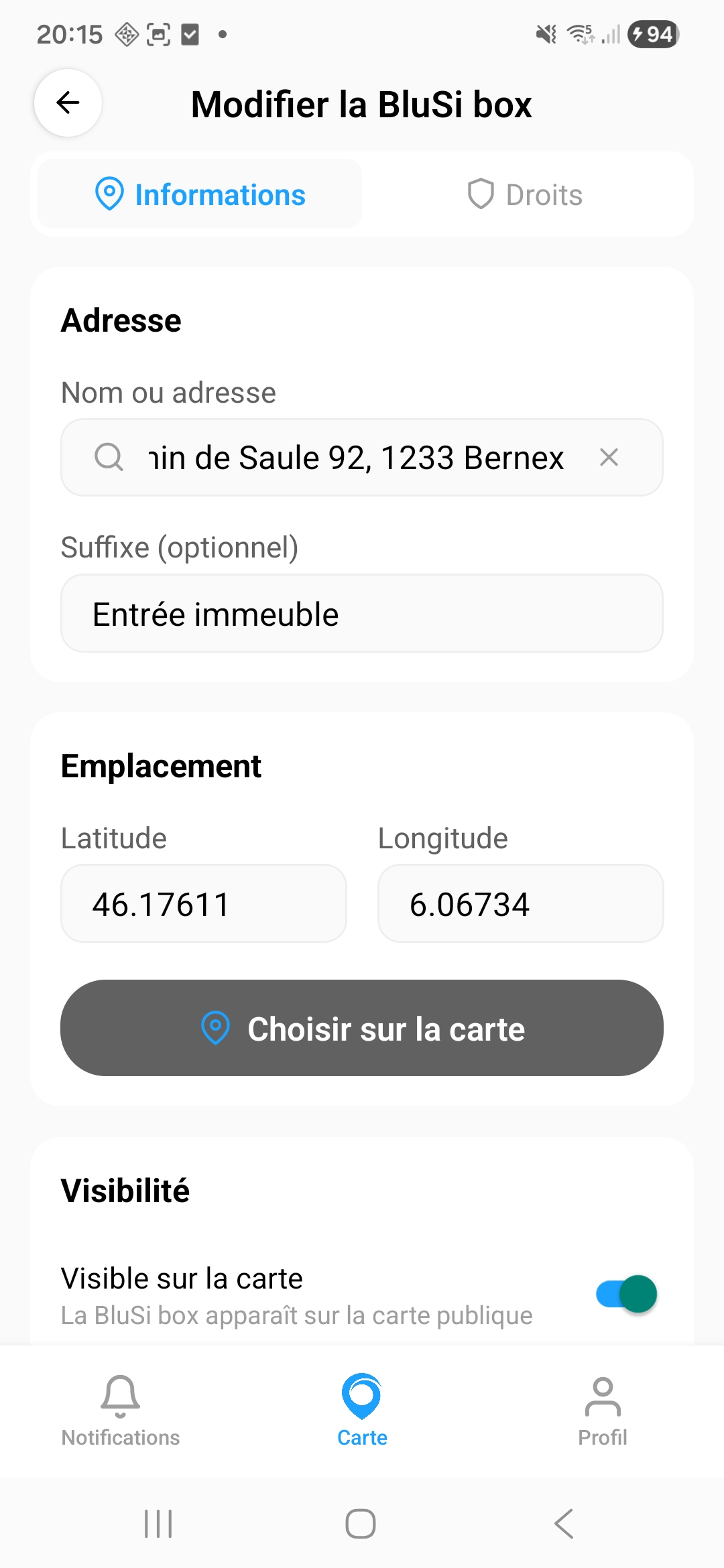 Edit BluSi Box - Information