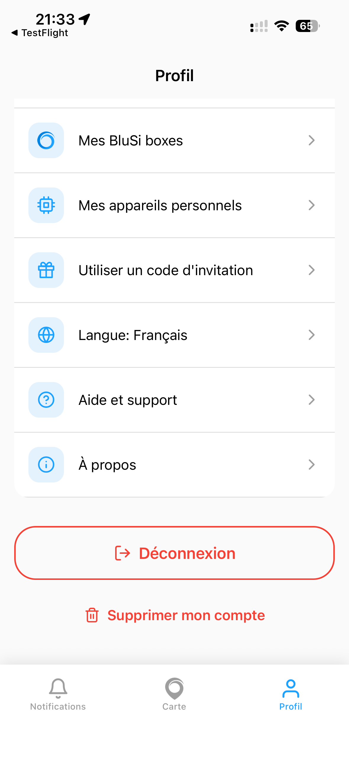 Supprimer le compte