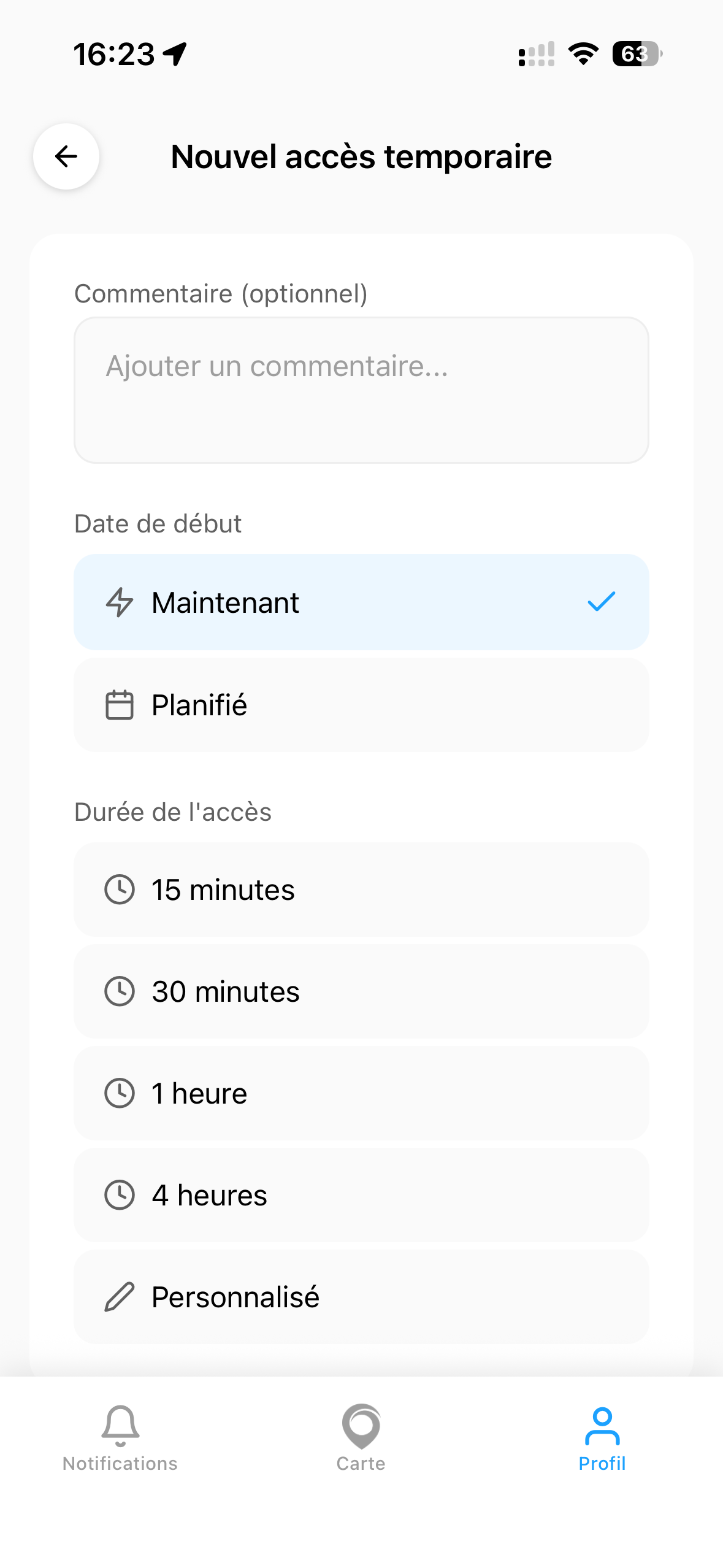 Créer un accès