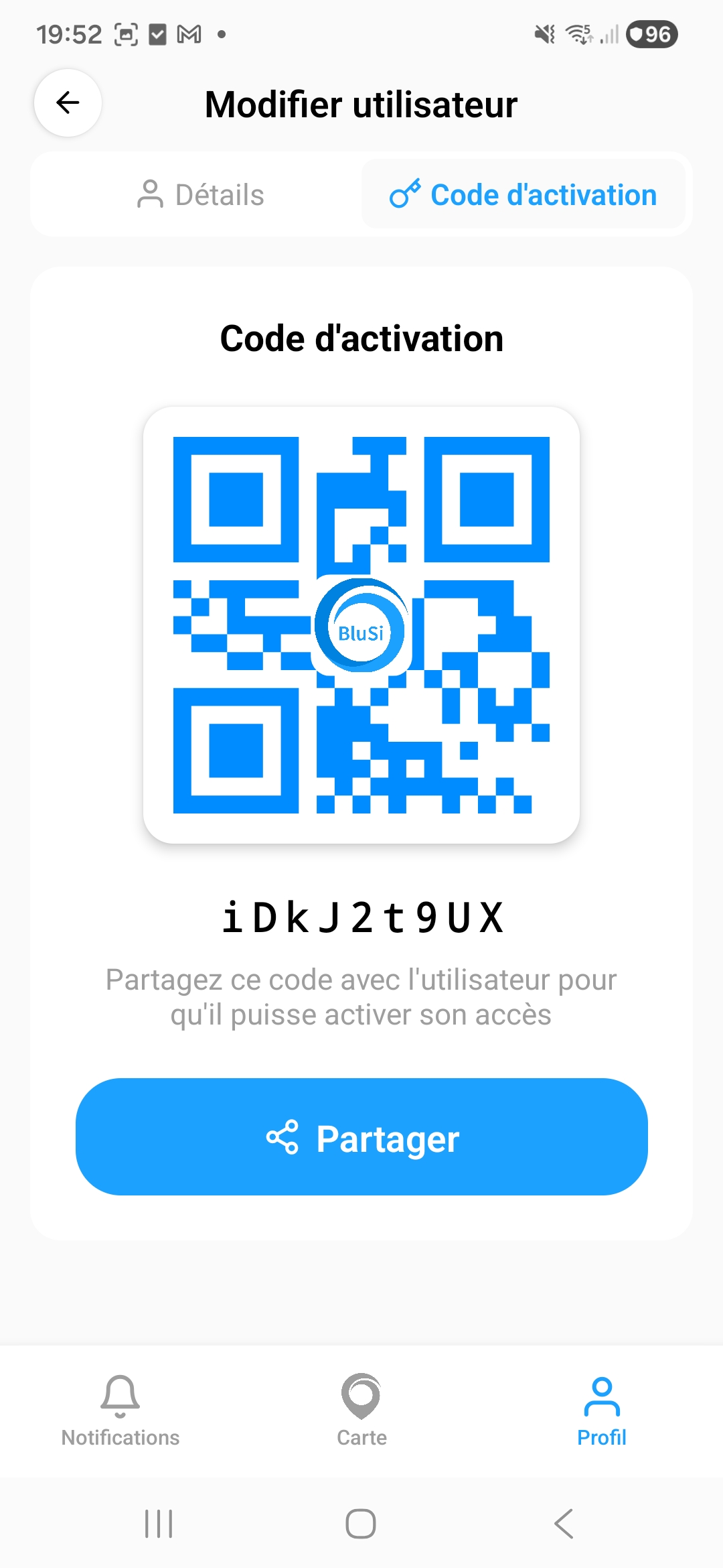 Activation QR code